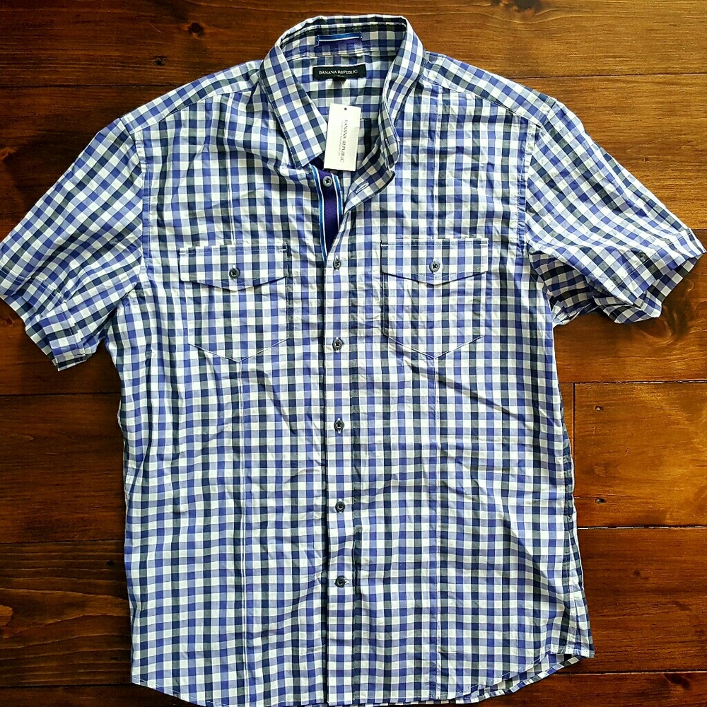 Banana Republic Short Sleeve Button Down New Large